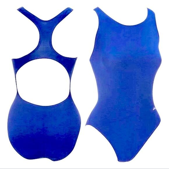 “Dolphin Ocean” Racing Solid Performance Back One Piece Swimsuit • NWT - Picture 4 of 14